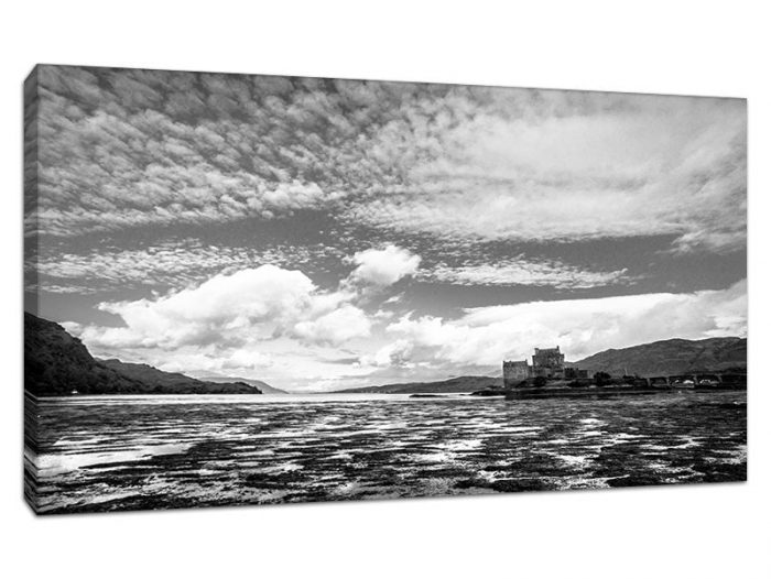 Eilean Donan Castle b and w Featured Product Canvas Print